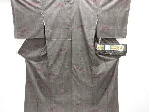 未使用品　草葉・竹笹模様織り出し本場泥大島紬着物(7マルキ)